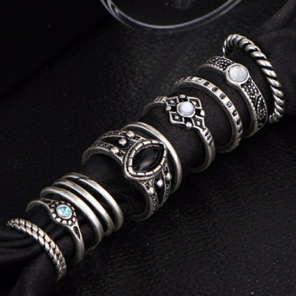 Boho Chic 12pc Midi Ring Set~NEW - Picture 5 of 6